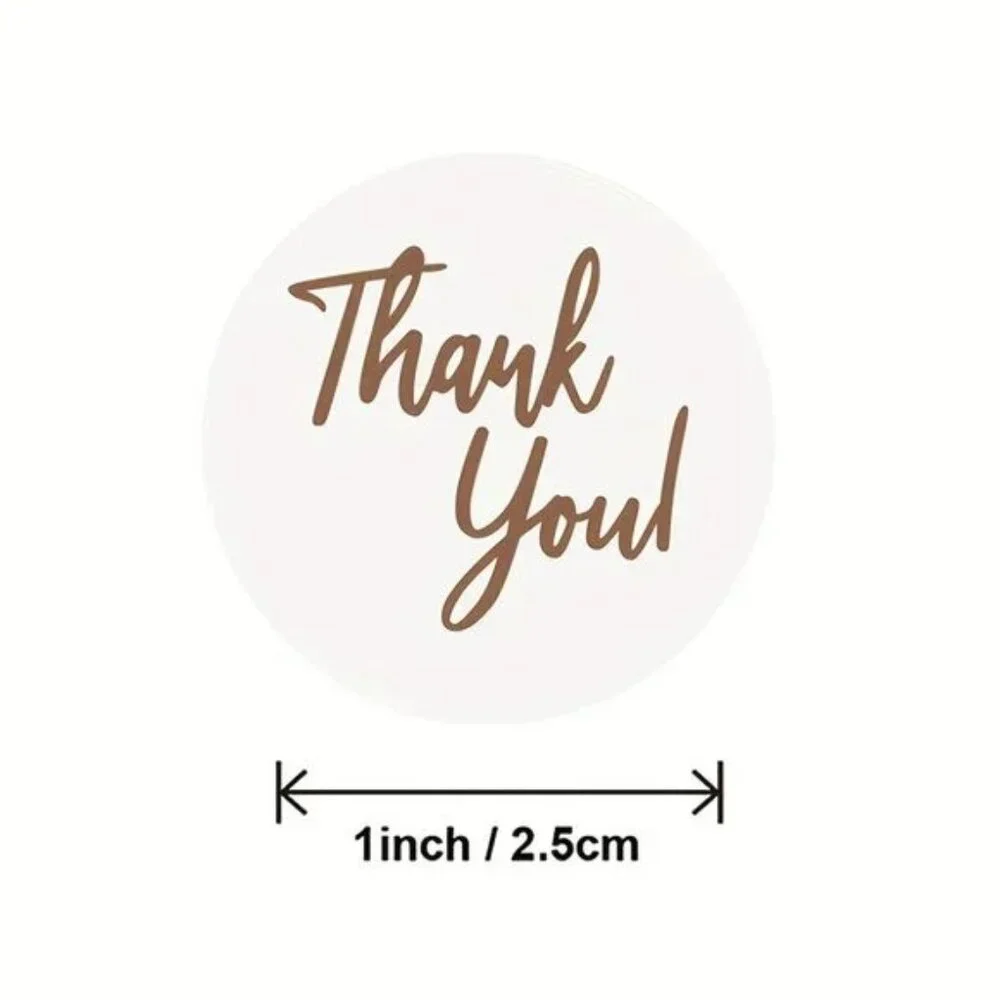 100 pcs Transparent Golden Label Thank You For Your Order, 1 inch